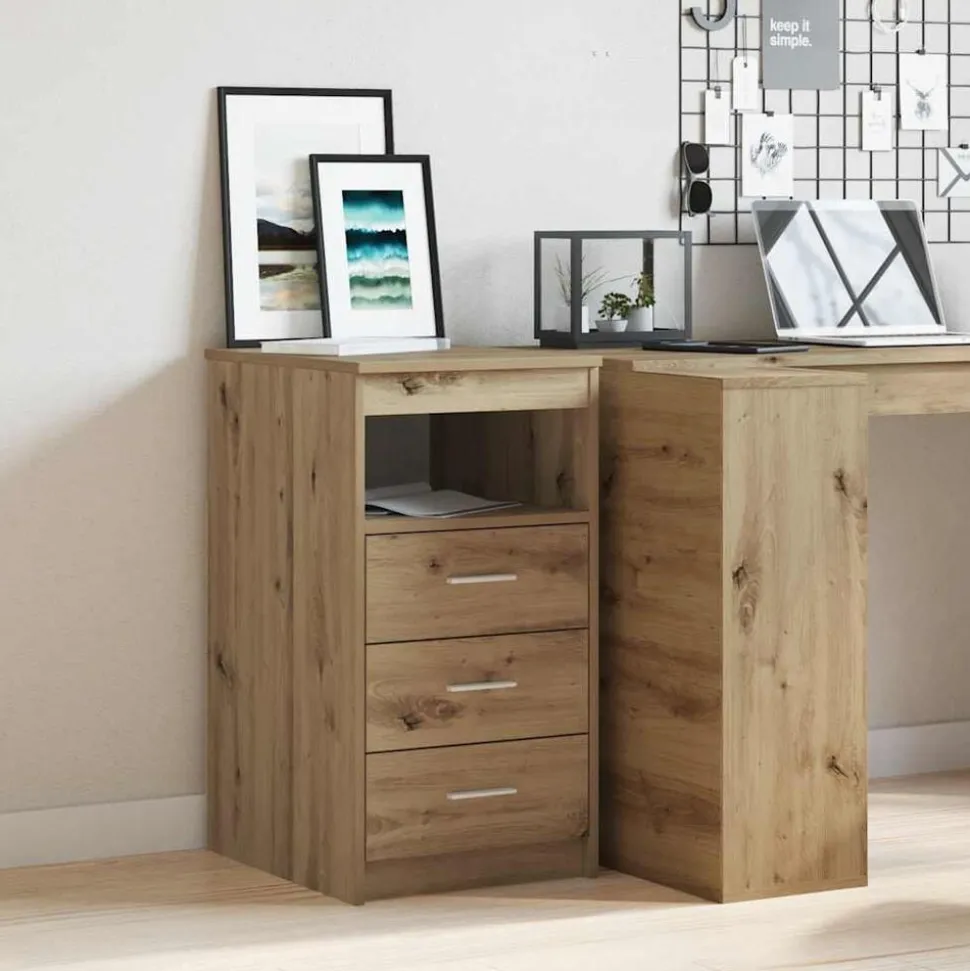 vidaXL Ladekast 40x50x76 cm bewerkt hout artisanaal eikenkleur