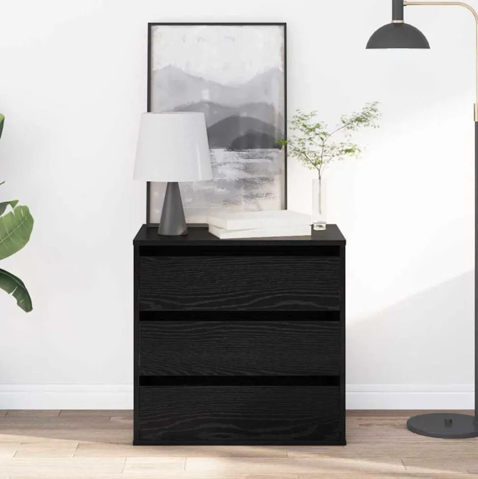 vidaXL Ladenkast met lade Zwart 60 x 41 x 58 cm Bewerkt hout