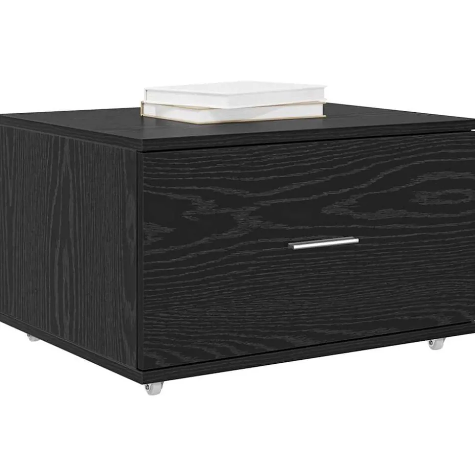 vidaXL Ladenkast met wiel Zwart Eiken 55 x 45 x 31 cm