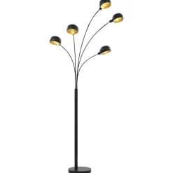 vidaXL Lamp staand 5xE14 200 cm zwart en goud