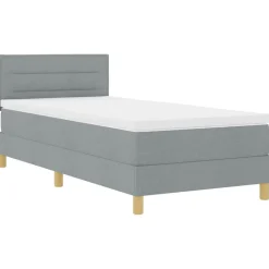 vidaXL LED Box Spring Bed met hoofdeinde Lichtgrijs 80 x 200 cm Stof