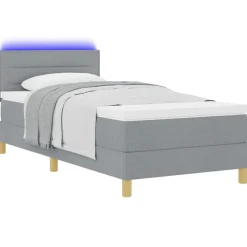 vidaXL LED Box Spring Bed met hoofdeinde Lichtgrijs 80 x 200 cm Stof