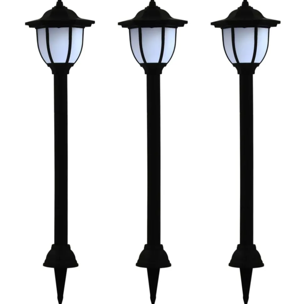 vidaXL LED-solarlampen zwart 3 st