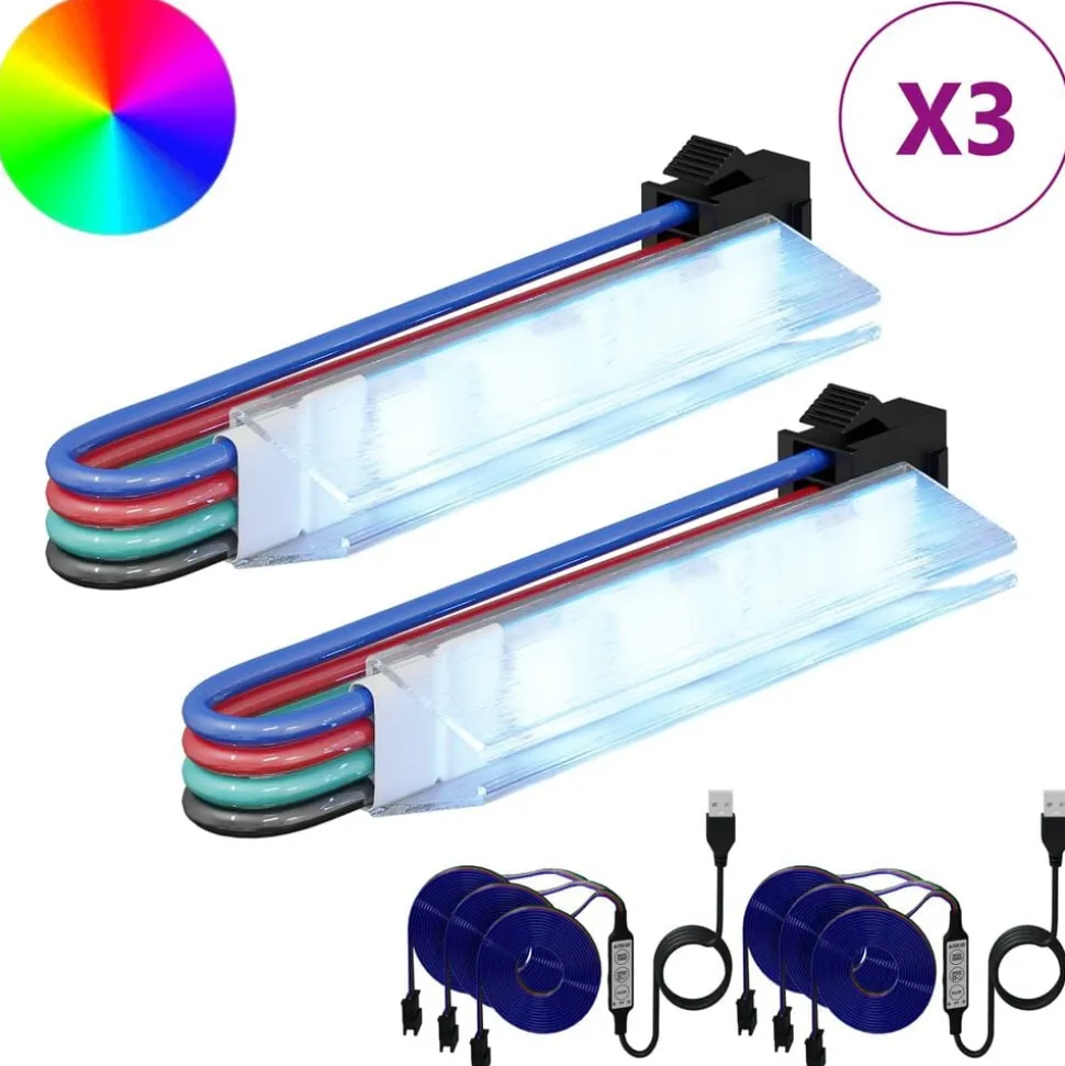 vidaXL LED-strip 2 pcs Zwart en Multikleur 1745 mm Koper en kunststof