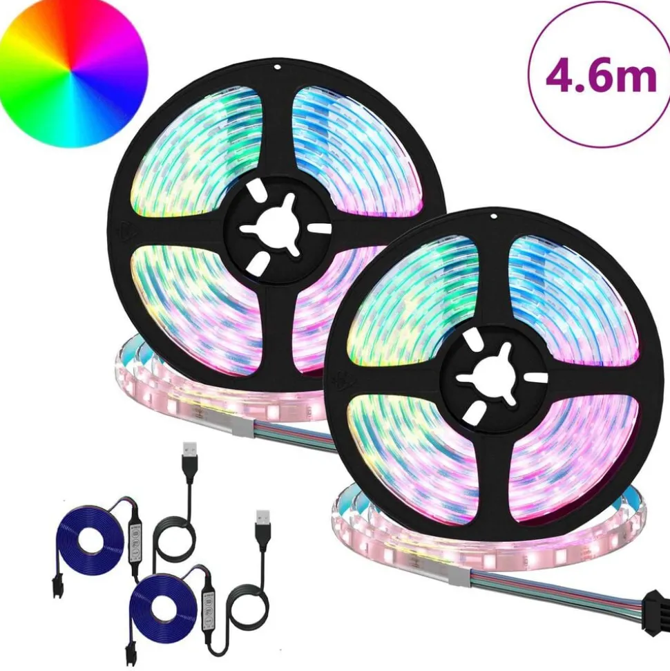 vidaXL LED-strip 2 pcs Zwart en transparant 2300 mm Koper en kunststof