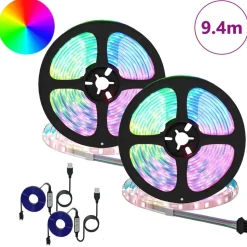 vidaXL LED-strip 2 pcs Zwart en transparant 4700 mm Koper en kunststof