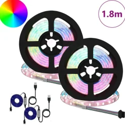 vidaXL LED-strip 2 pcs Zwart en transparant 900 mm Koper en kunststof
