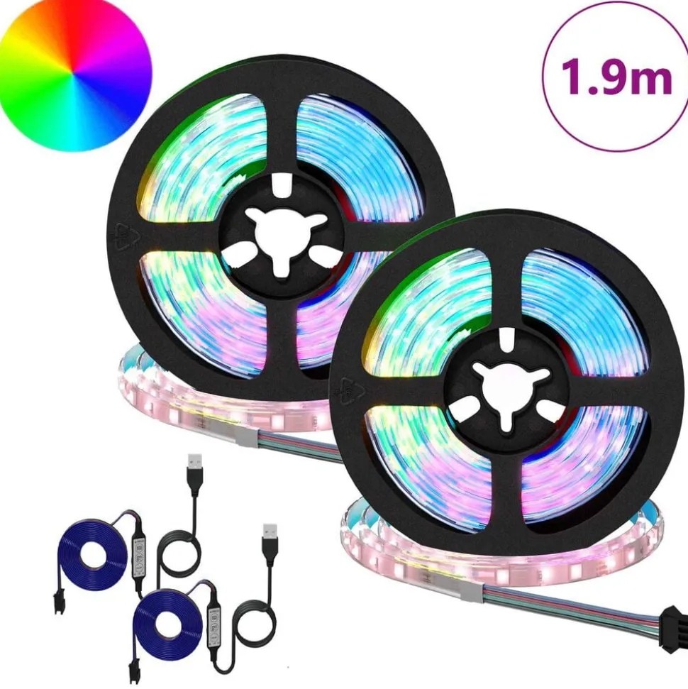 vidaXL LED-strip 2 pcs Zwart en transparant 950 mm Koper en kunststof
