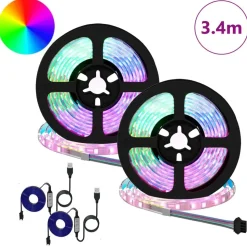 vidaXL LED-strip 2 pcs Zwart en transparant 1700 mm Koper en kunststof