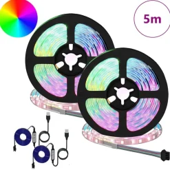 vidaXL LED-strip 2 pcs Zwart en transparant 2500 mm Koper en kunststof