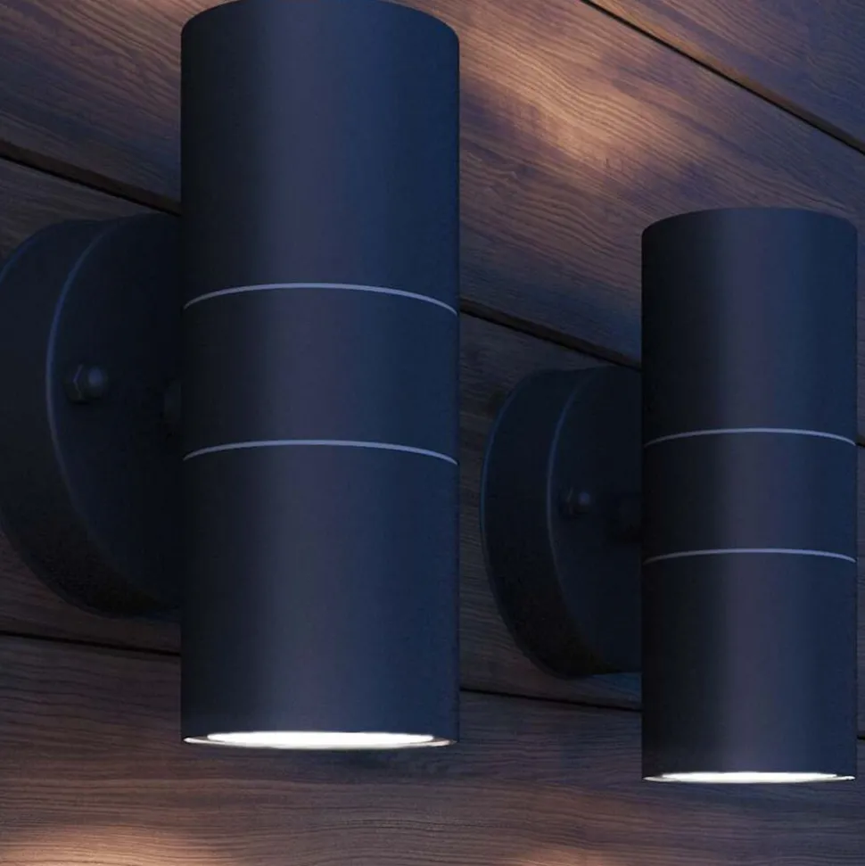 vidaXL LED-wandlamp buiten op-/neerwaarts RVS 2 st