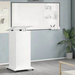 vidaXL Lessenaar met wielen en lade 55x55x107 cm bewerkt hout wit