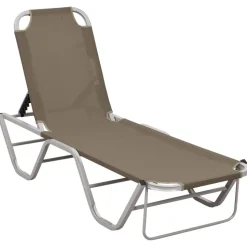 vidaXL Ligbed aluminium en textileen taupe