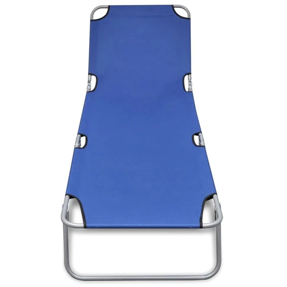 vidaXL Ligbed inklapbaar gepoedercoat staal blauw