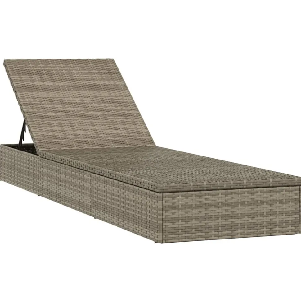 vidaXL Ligbed met kussen 1 st 201x55x62 cm poly rattan grijs
