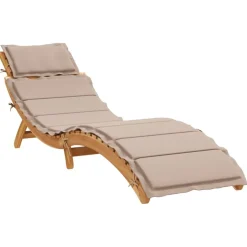 vidaXL Ligbed met kussen massief acaciahout taupe