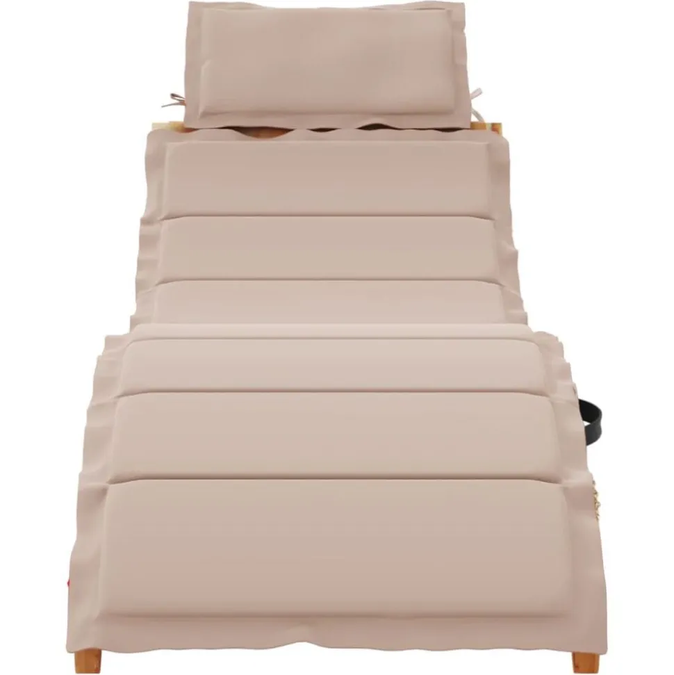 vidaXL Ligbed met kussen massief acaciahout taupe