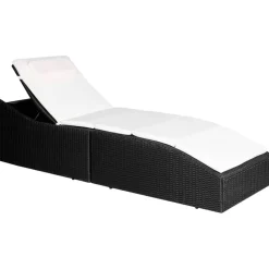 vidaXL Ligbed met kussen poly rattan zwart
