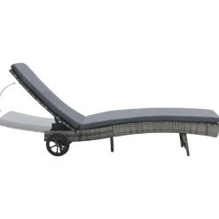 vidaXL Ligbed met wielen en kussen poly rattan antraciet