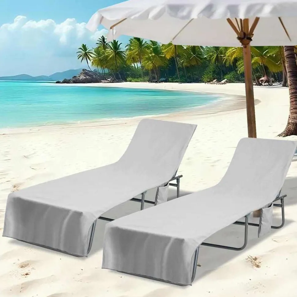 vidaXL Ligbedhanddoeken 2 pcs Grijs 210 x 75 cm Polyester en Polyamide