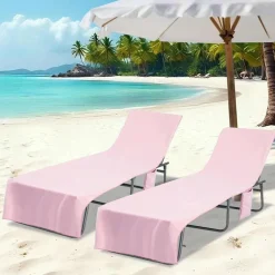 vidaXL Ligbedhanddoeken 2 pcs Roze 210 x 75 cm Polyester en Polyamide