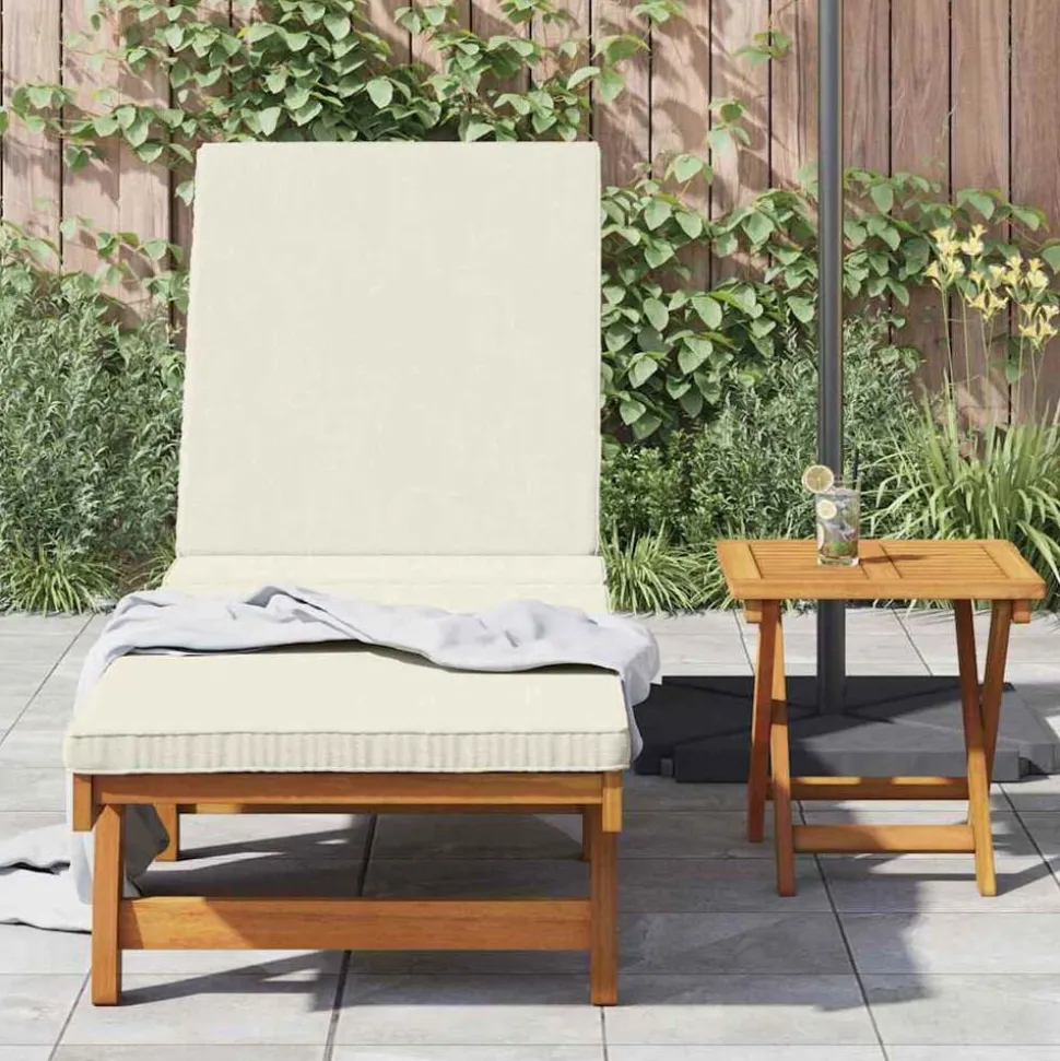 vidaXL Ligstoel Bruin en Crème 199 x 63 x 85 cm Massief Acaciahout