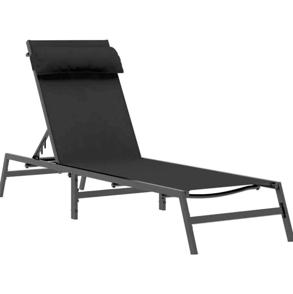 vidaXL Ligstoel 1-persoon Zwart en Anthraciet 197 x 54 x 86 cm Staal