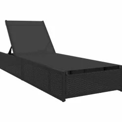 vidaXL Ligstoel Zwart 200.5 x 70 x 75 cm poly rattan