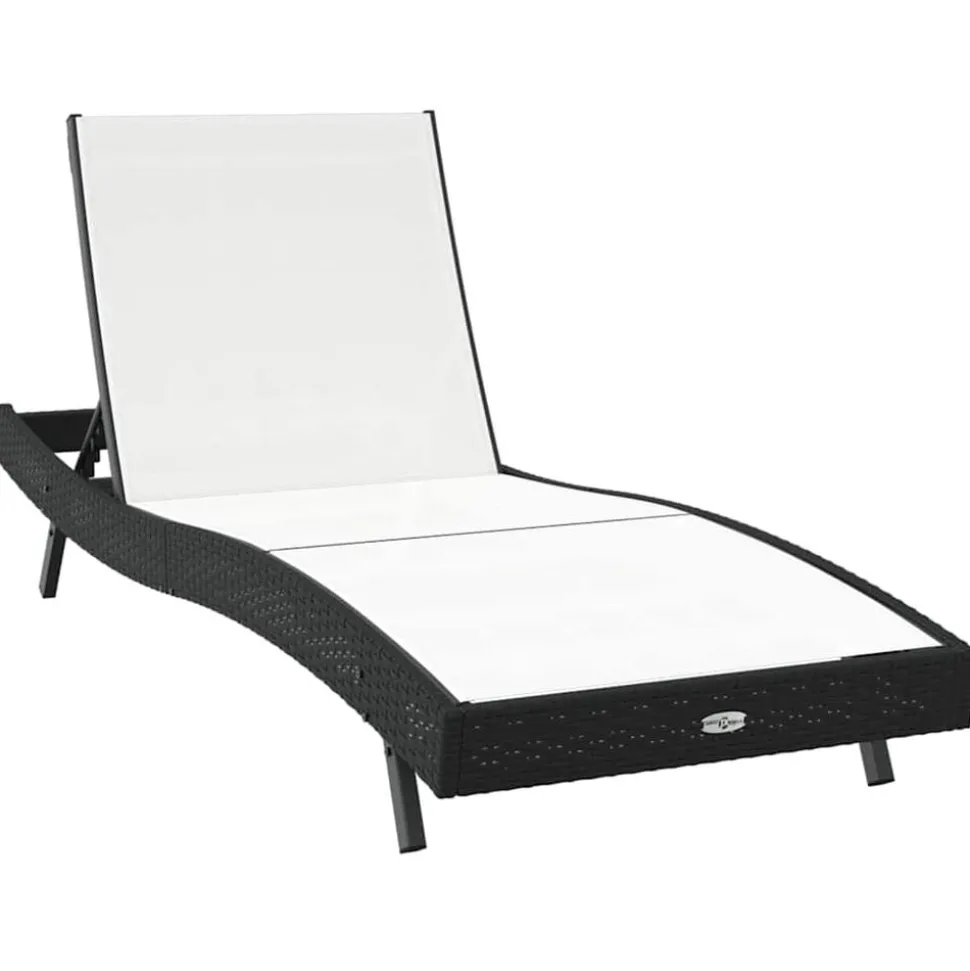 vidaXL Ligstoel Zwart en Wit 197 x 70 x 82 cm poly rattan