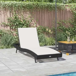 vidaXL Ligstoel Zwart en Wit 197 x 70 x 82 cm poly rattan