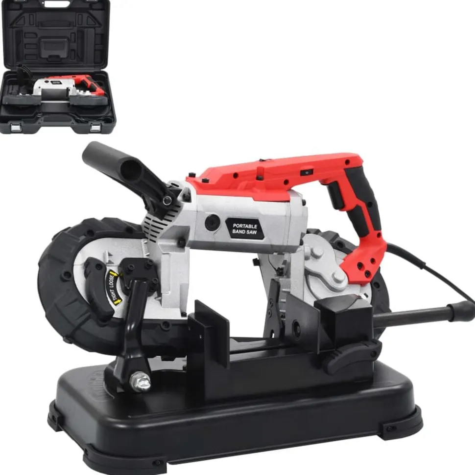 vidaXL Lintzaagmachine met basis en draagkoffer staal