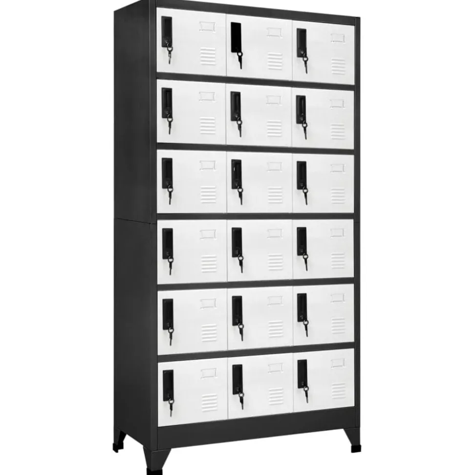vidaXL Lockerkast 90x40x180 cm staal antracietkleurig en wit