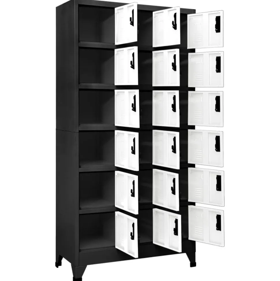 vidaXL Lockerkast 90x40x180 cm staal antracietkleurig en wit