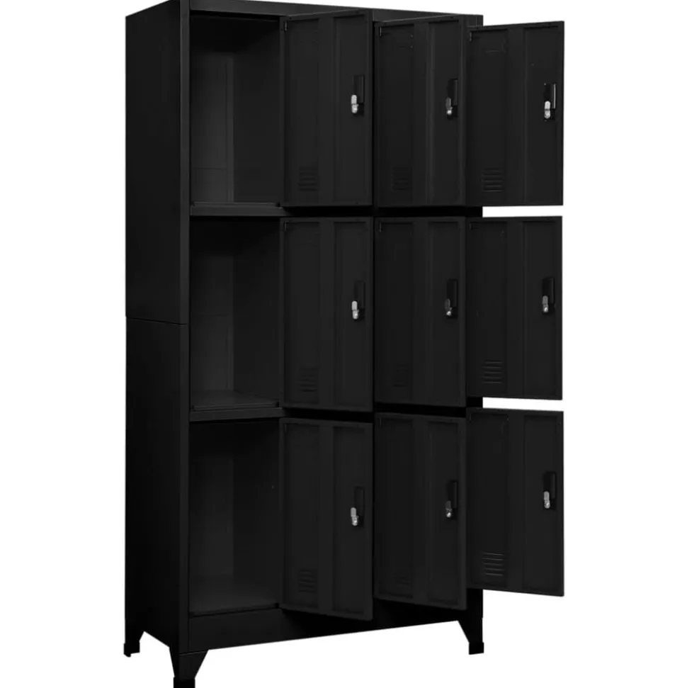 vidaXL Lockerkast 90x45x180 cm staal zwart