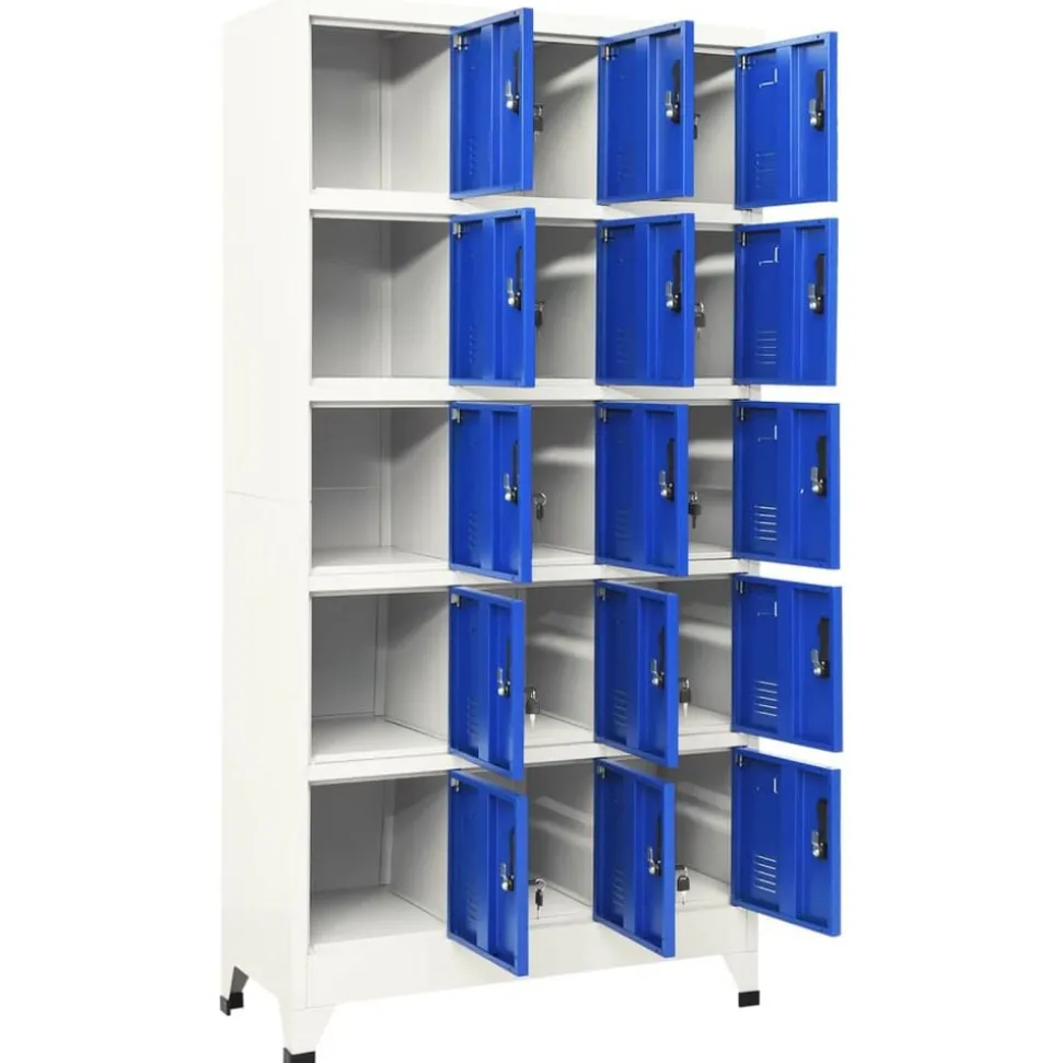vidaXL Lockerkast 90x40x180 cm staal grijs en blauw