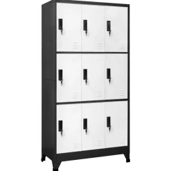 vidaXL Lockerkast 90x45x180 cm staal antracietkleurig en wit