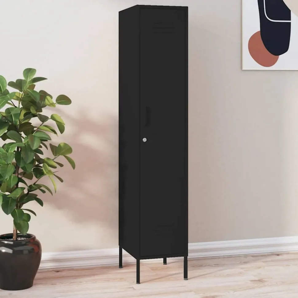 vidaXL Lockerkast 35x46x180 cm staal zwart
