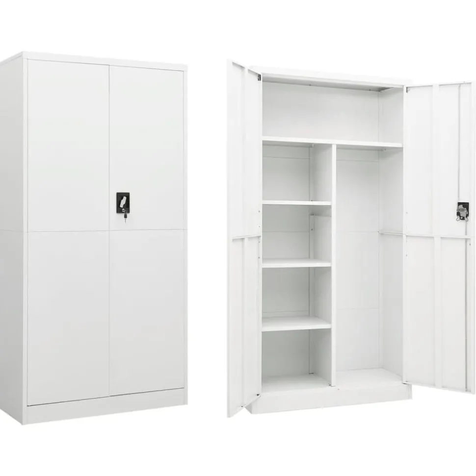 vidaXL Lockerkast 90x40x180 cm staal wit