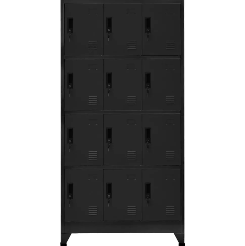 vidaXL Lockerkast 90x45x180 cm staal zwart