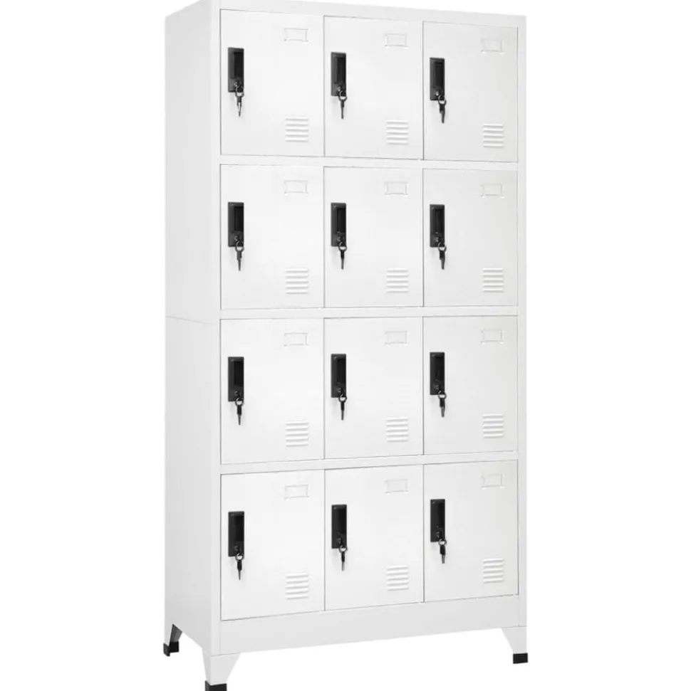 vidaXL Lockerkast 90x45x180 cm staal wit