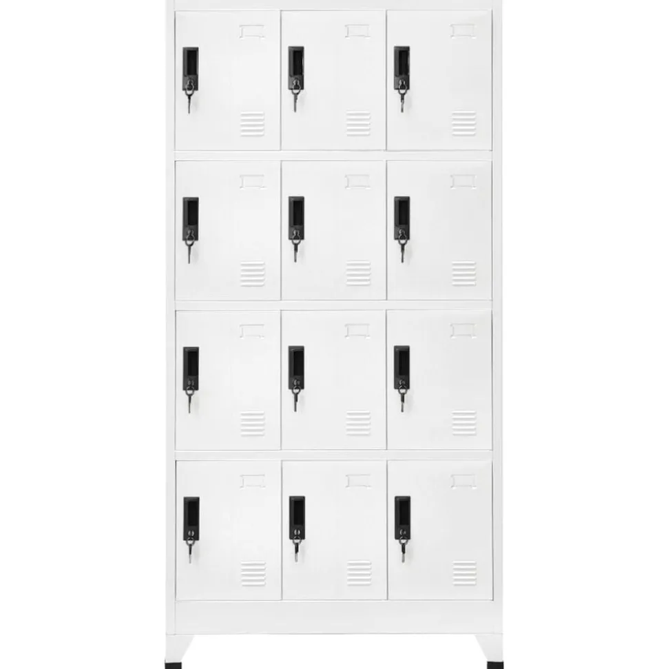 vidaXL Lockerkast 90x45x180 cm staal wit