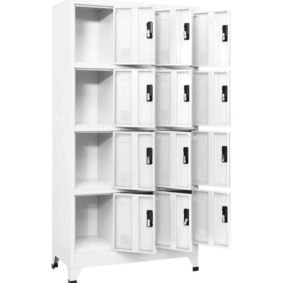 vidaXL Lockerkast 90x45x180 cm staal wit
