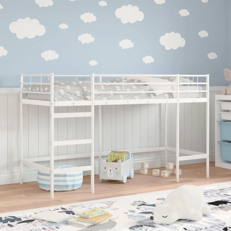 vidaXL Loftbed voor Kids Wit 74,5 x 190 cm Staal