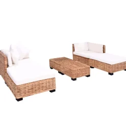 vidaXL Loungeset natuurlijk rattan 16-delig