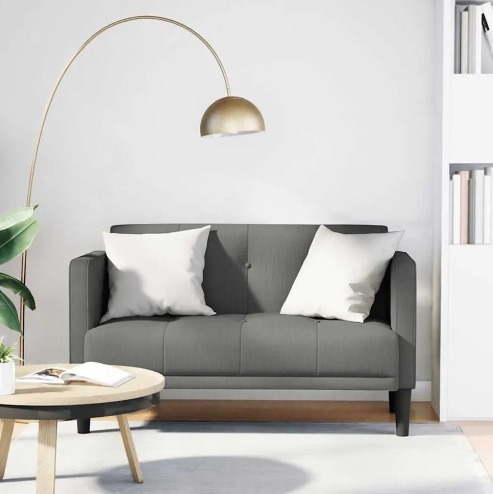 vidaXL Loveseat Bank Donkergrijs 111 cm Stof