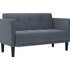vidaXL Loveseat bank donkergrijs 111 cm fluweel