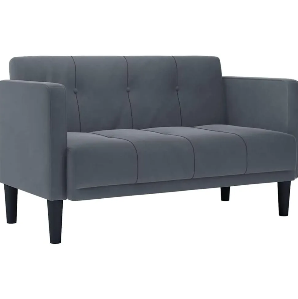 vidaXL Loveseat bank donkergrijs 111 cm fluweel