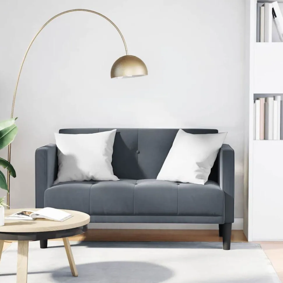 vidaXL Loveseat bank donkergrijs 111 cm fluweel