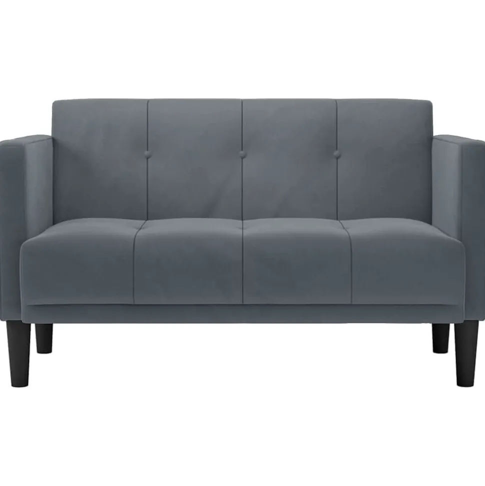 vidaXL Loveseat bank donkergrijs 111 cm fluweel