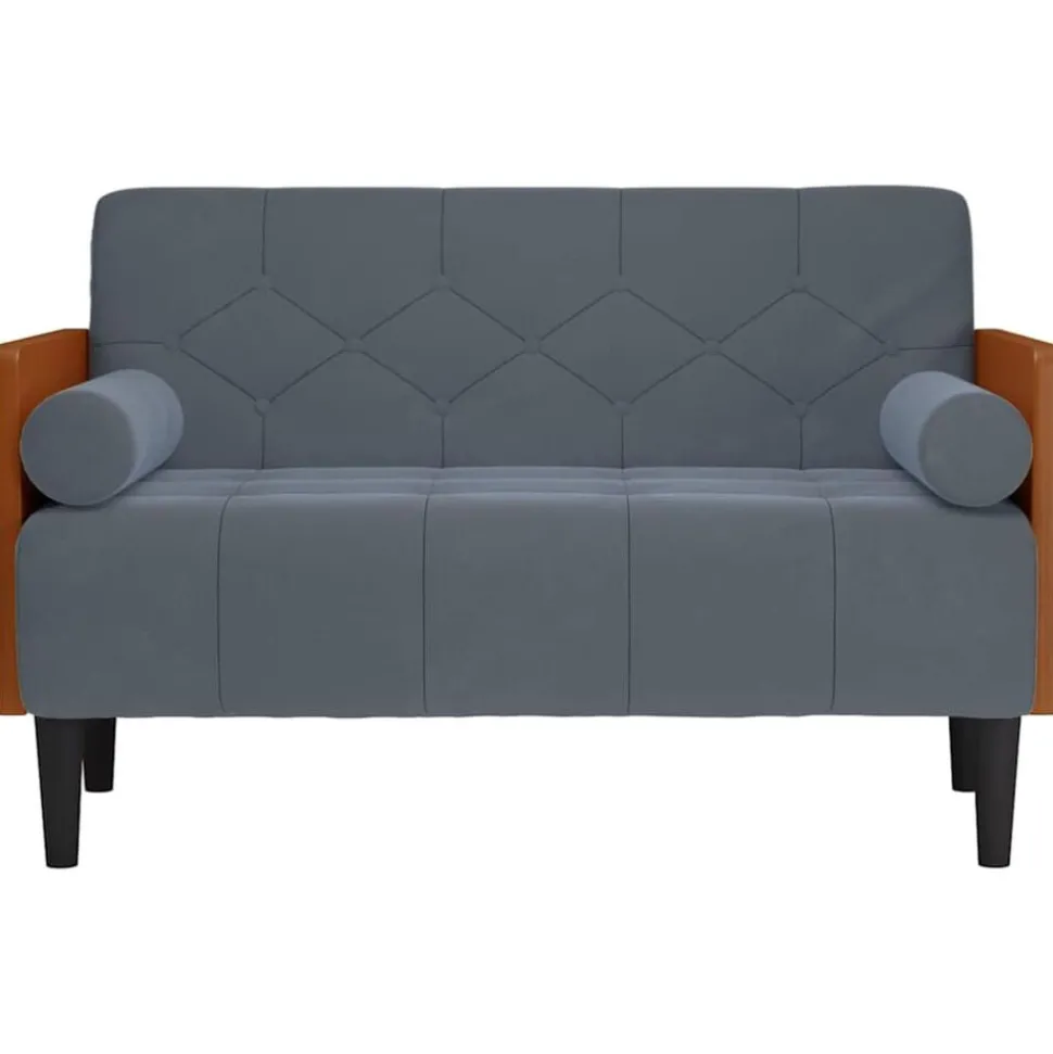 vidaXL Loveseat bank met bolsters donkergrijs 110 cm fluweel
